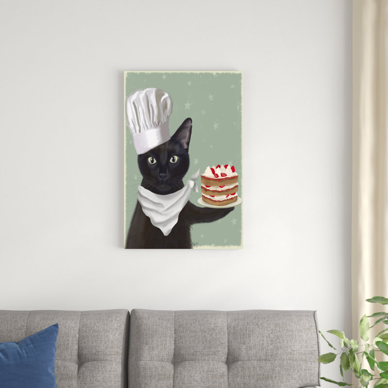 Gâteau au chat noir et aux fraises, H 30 po x l 20 po x P 1,25 po