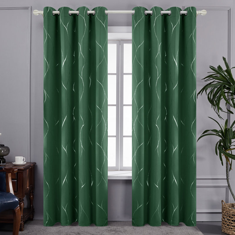 Kellda Thermal Room Darkening Polyester Curtain Panels , Dark Forest, 42" W x 84" L