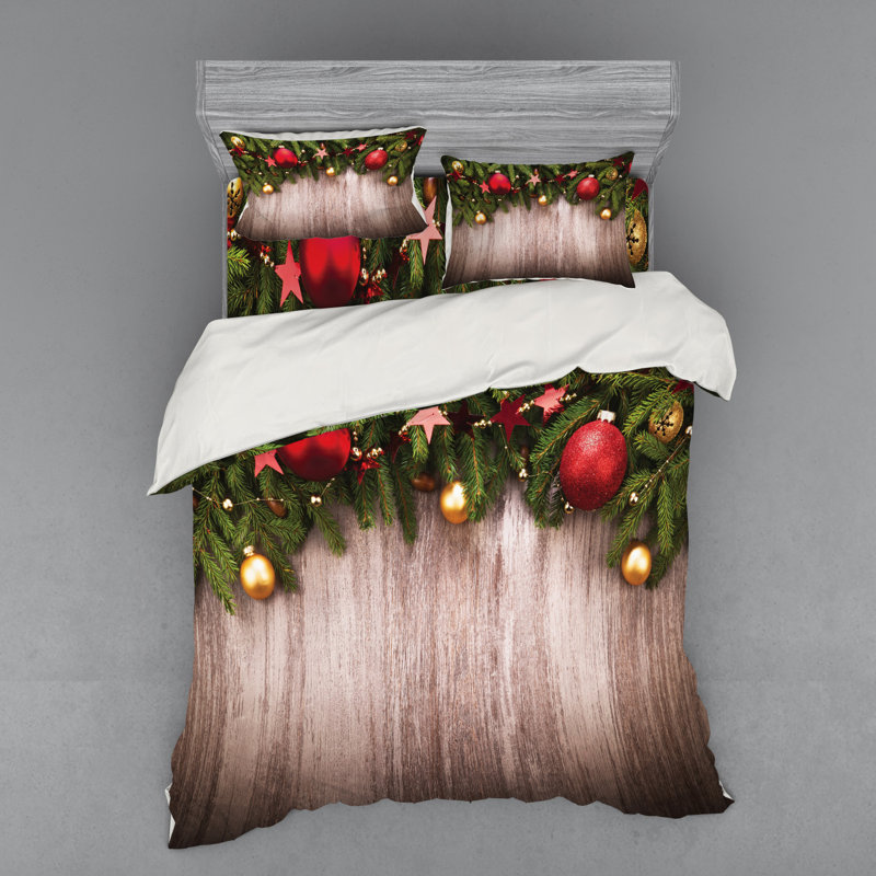 Queen Size Rustic Christmas Themed Duvet Cover Set