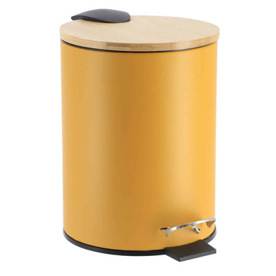 Trash Can with Bamboo Lid and Pedal, 2.5L Capacity