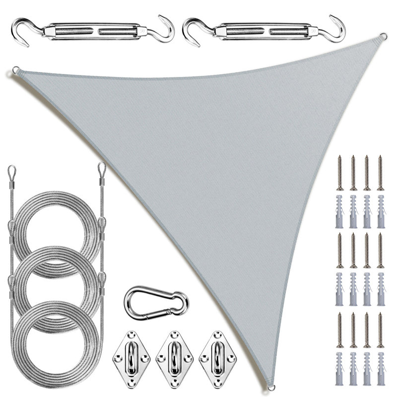 Voile d'ombrage triangulaire Amgo avec trousse de quincaillerie et corde 200 g / m², blocage UV 95%, 22 pi x 22 pi x 22 pi