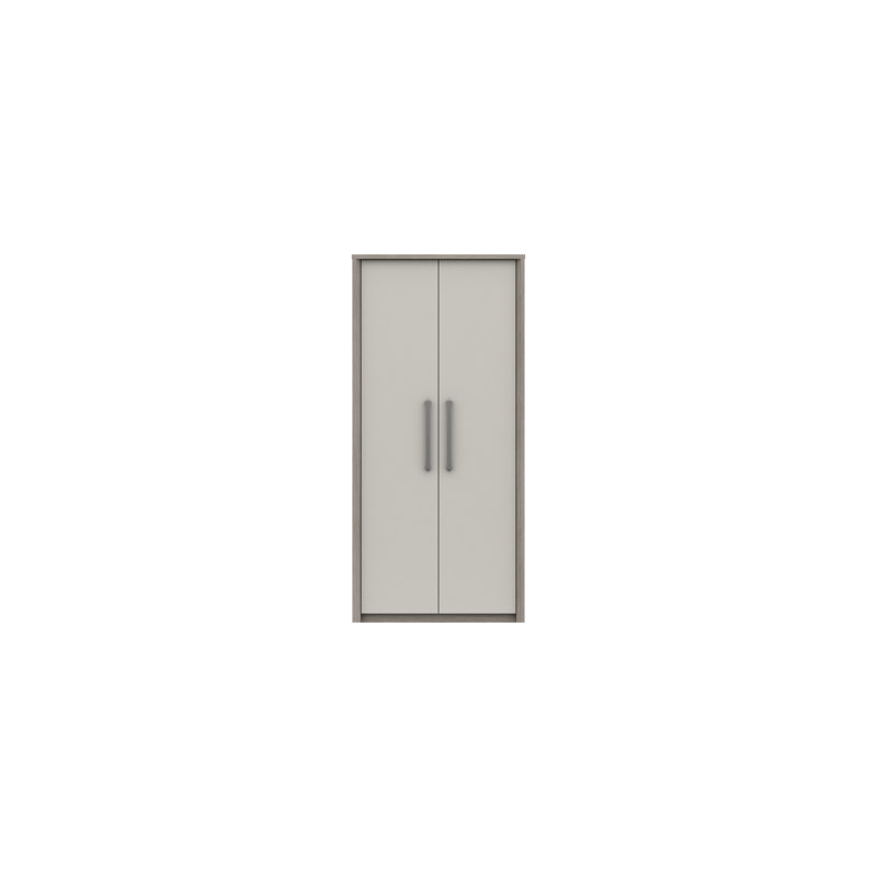 Colville 2 Door Manufactured Wood Wardrobe, Grey Oak/White Grey Gloss