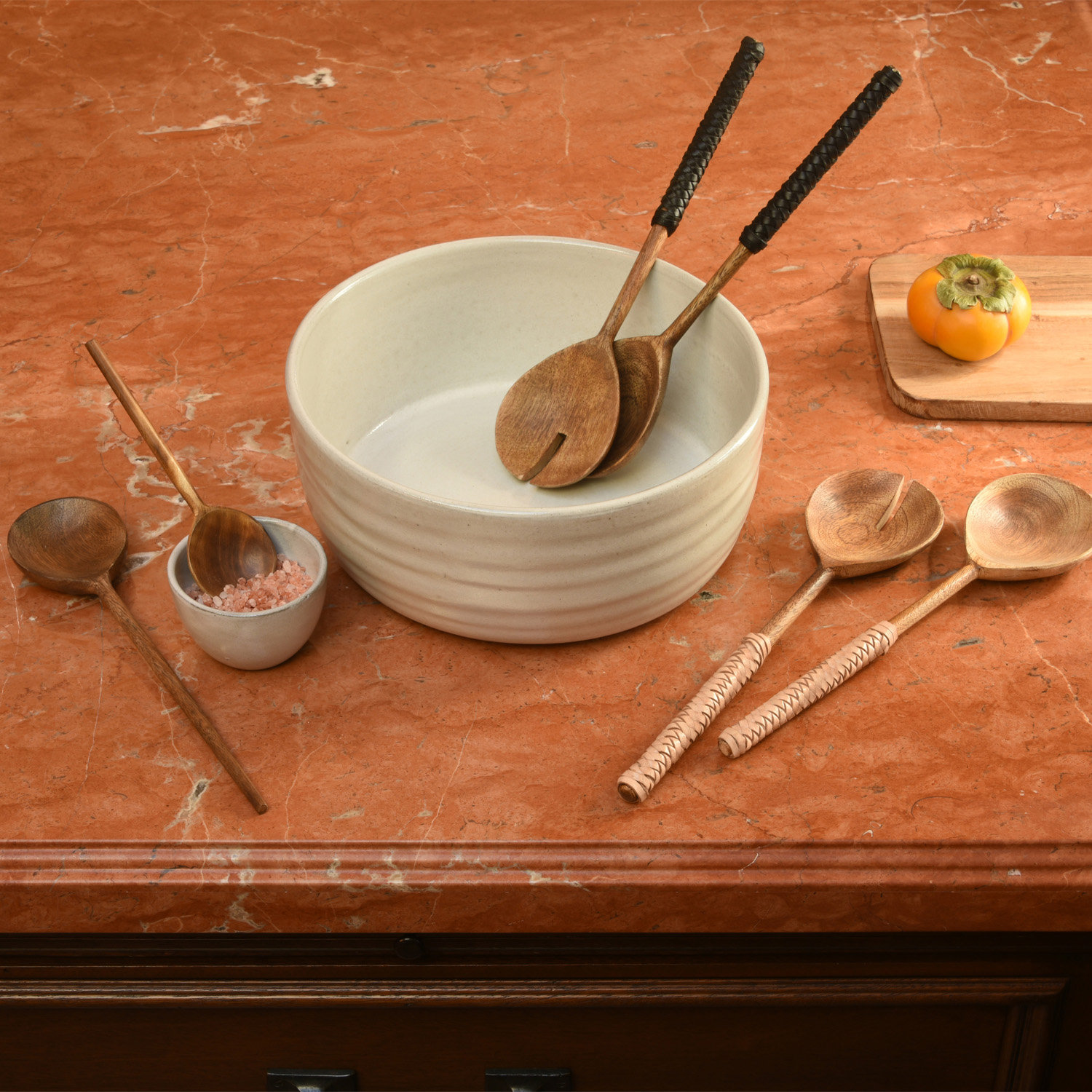 Berne Salad Servers, Beige