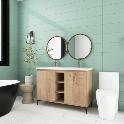 Caridwen 47.6'' Double Bathroom Vanity with Resin Top