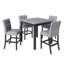 Ensemble de salle à manger à hauteur de comptoir en bois massif avec 4 chaises rembourrées en noir et gris classiques pour les cuisines modernes