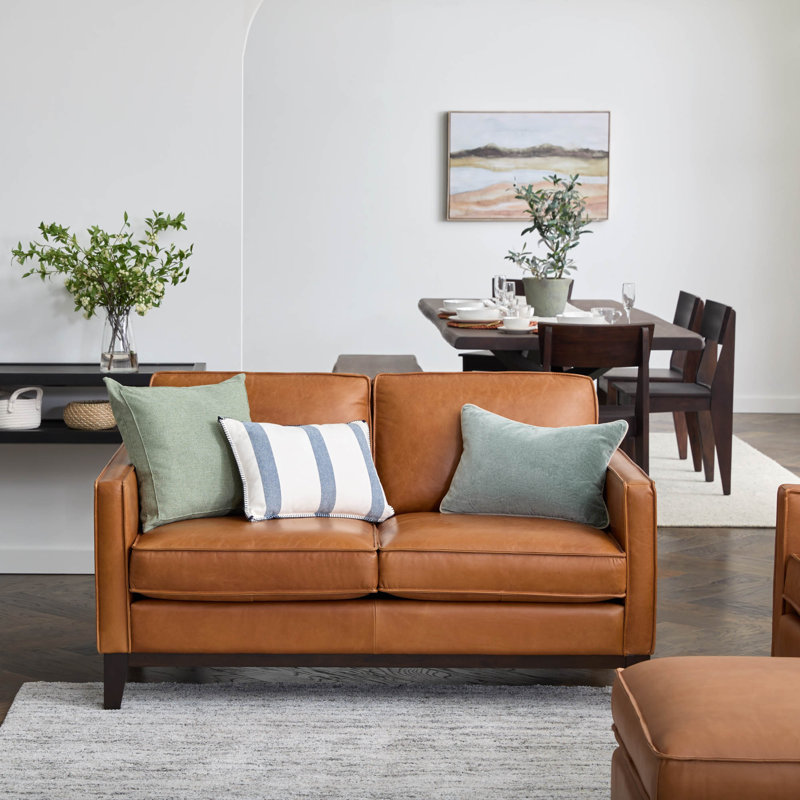 Cascades Upholstered 59'' Loveseat, Chestnut Genuine Leather