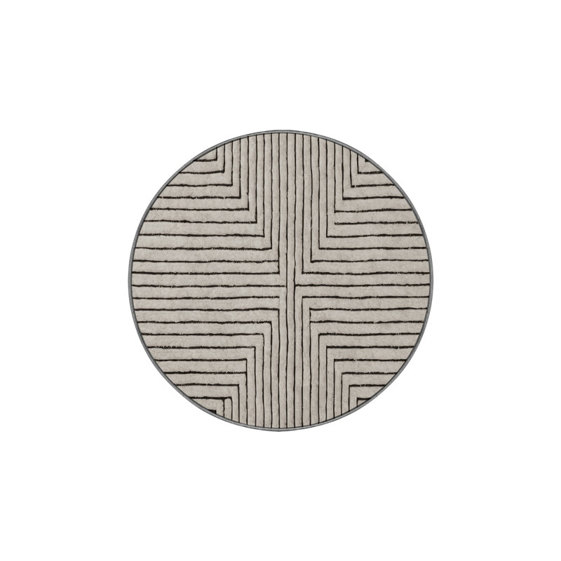 Machine Washable Gray Area Rug, Round 3'