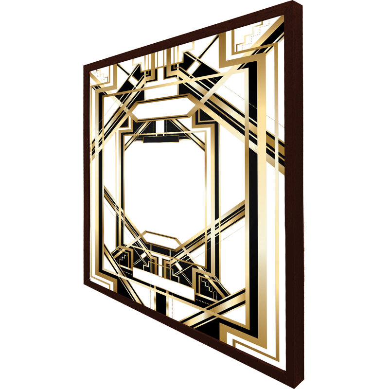 Siemering Art Deco Golden Black Frame - Single Picture Frame Print, 31cm H x 31cm W x 4cm D, Brown Framed