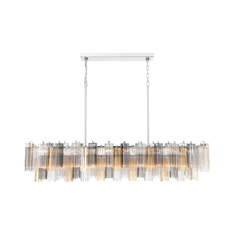 Lustre linéaire en chrome poli de 65 po Delaney, Gris, Chrome poli