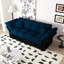 Lit-lit bleu 3 en 1, 74,8 po de long, revêtement en velours, 2 coussins moelleux, soutien confortable, lit convertible multifonctionnel de conception moderne avec conception peu encombrante, assemblage facile