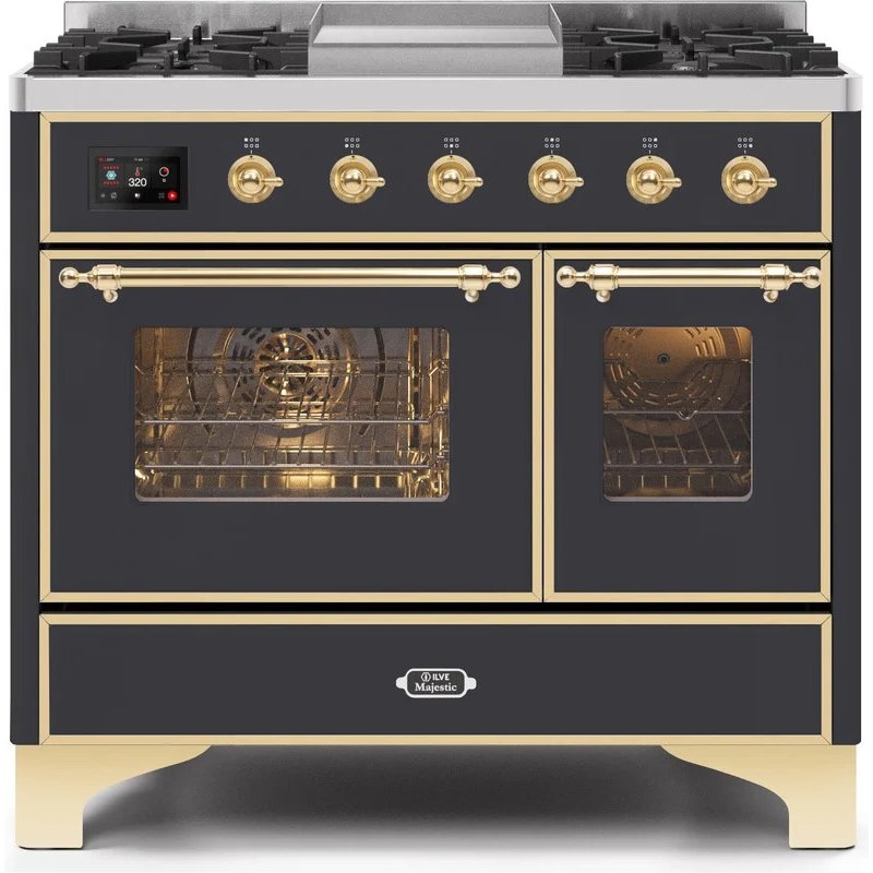 Majestic II 40" 3.82 cu. ft. Freestanding Dual Fuel Range with Griddle, Liquid Propane, Matte Graphite/Brass