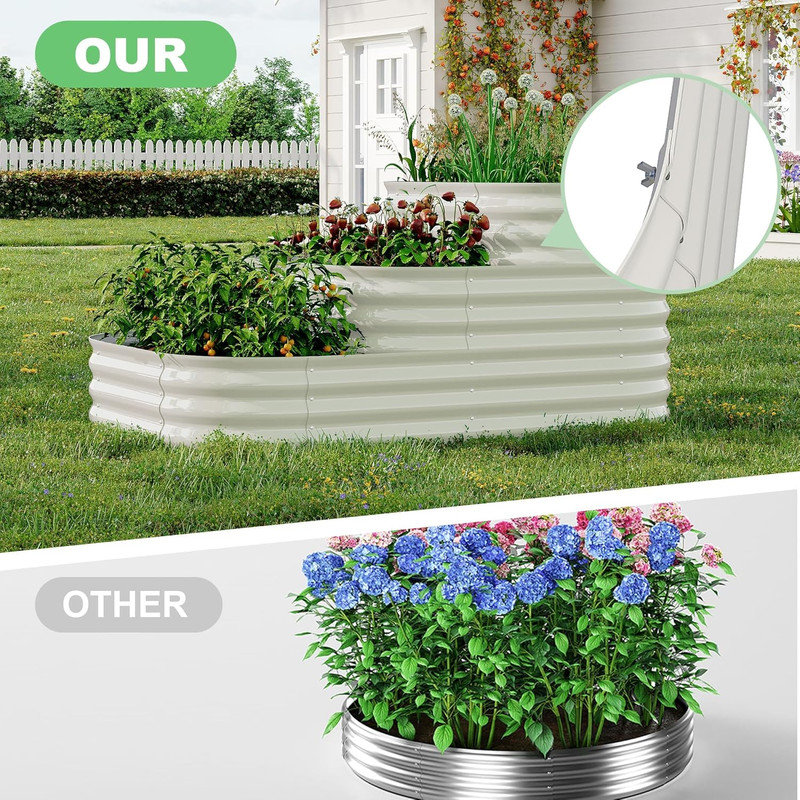 Metal Raised Garden Bed, Beige