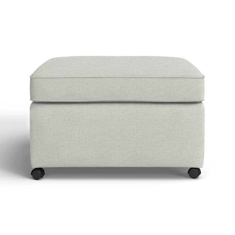 Rika Upholstered Ottoman, Drusky Snow Sustain® Basketweave