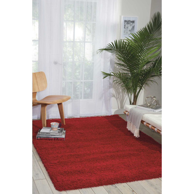 Tapis rouge à poils longs Sigrid, Rectangle 3 pi 11 po x 5 pi 11 po