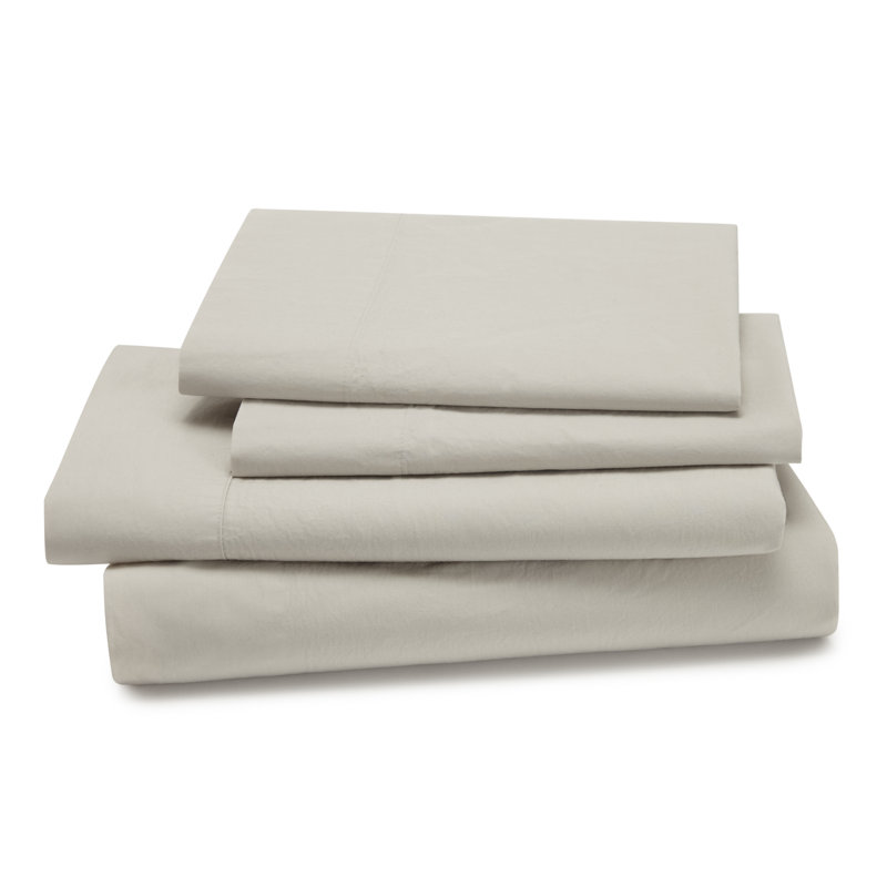 Ludlow Percale Sheet Set, Oatmeal, Twin Sheet Set + 1 Fitted Sheet + 1 Pillowcase