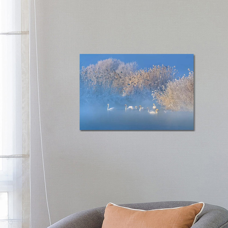 Blue Swan Lake by Hua Zhu - Wrapped Canvas Print