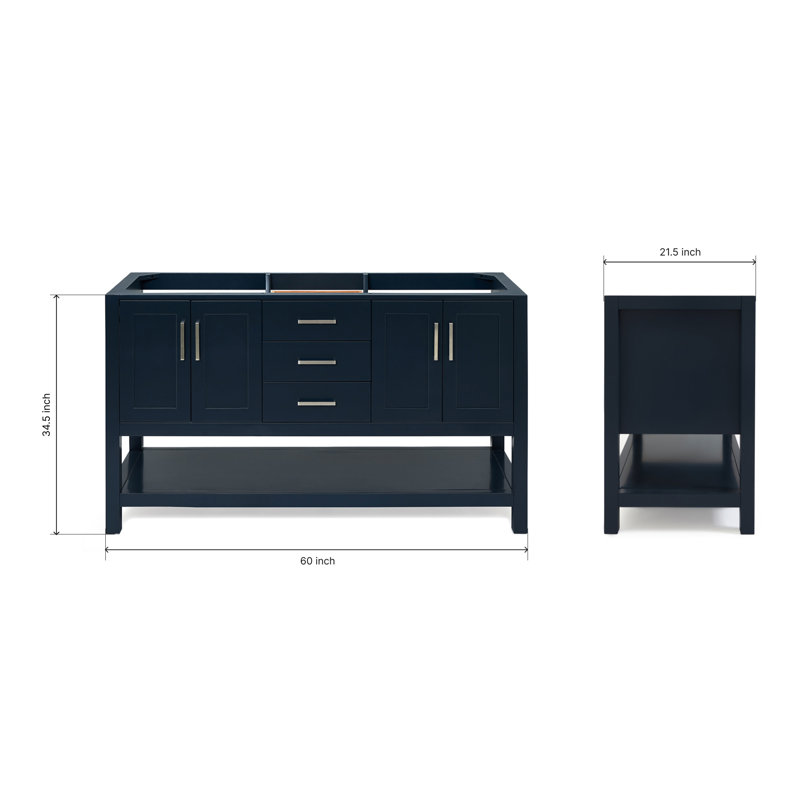 60'' W Double Bathroom Vanity Base, Midnight Blue