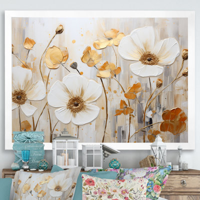 " Elegant Beige Gold Buttercups Meadow "