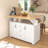 55.7'' Large Kitchen Island With 2 Drop Leaf,5 Wheels With Power Outlet, Folding Storage Dining Table With Spice & Towel Rack-145885297