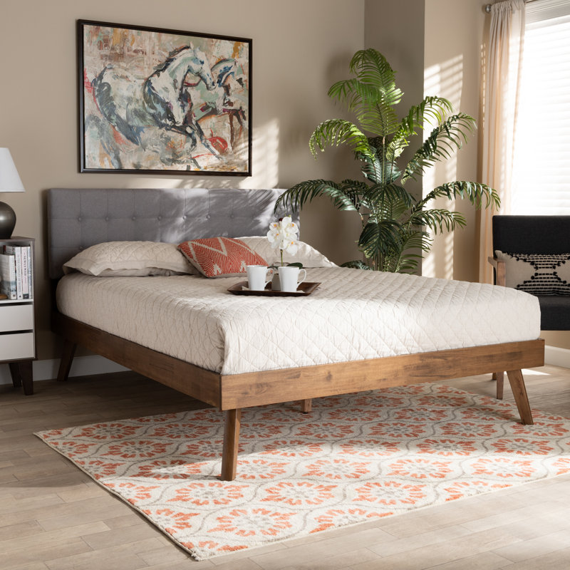 Charito Upholstered Platform Bed, Light Gray, Queen