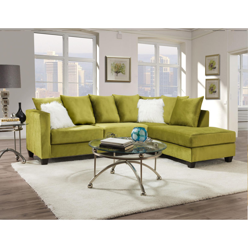 Canapé modulaire 2 pièces Almondsbury, Lime Velvet, Right Hand Facing