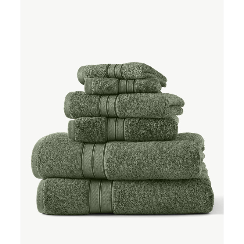 Ensemble de serviettes 6 pièces Blue Loom Liam, canneberge (paquet multiple), Vert