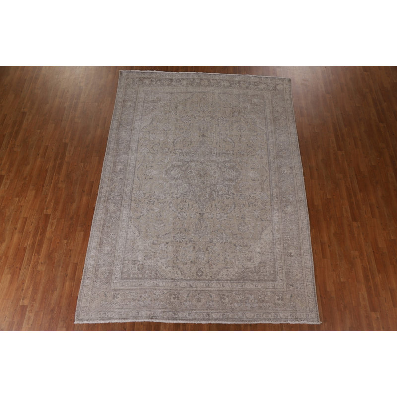 Tapis persan Tabriz patiné délavé à la main 8 x 11