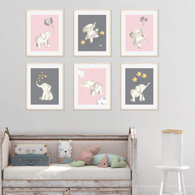 « the fille baby fille éléphants tutu balloons », ensemble de 6 pièces imprimées sur papier Danae