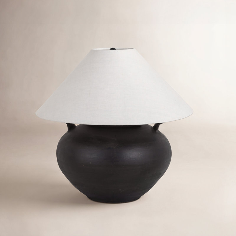Civita Table Lamp, Aged Black Terracotta