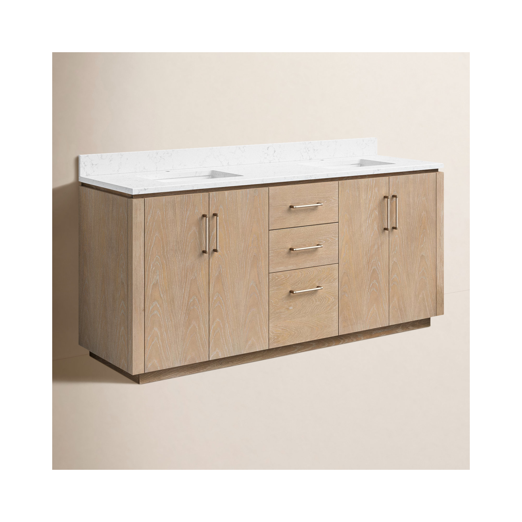 Cloverfield 72'' Double Bathroom Vanity, Gold, Washed Ash Gray