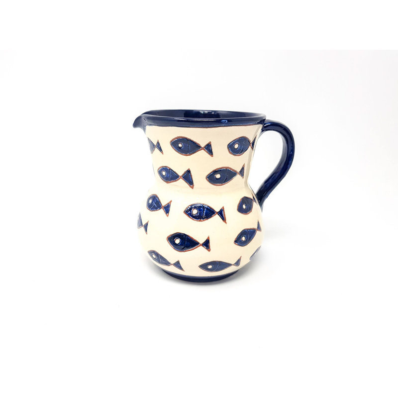 Marka Handmade Ceramic Table Vase, 19cm H x 19cm W x 15cm D, Blue/White