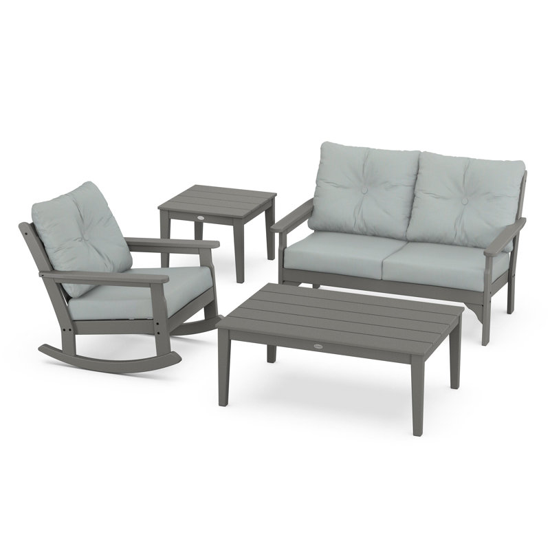 Vineyard 4-Piece Deep Seating Rocker Set, Slate Grey, Spa