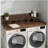 2-Tier Washer and Dryer Countertop with Power Outlet, 54" W x 27.5" D Large Laundry Countertop for Fold Clothes, Laundry Topper with Non-Slip Pads & Hooks and Storage Basket (Walnut Color)-1819440276