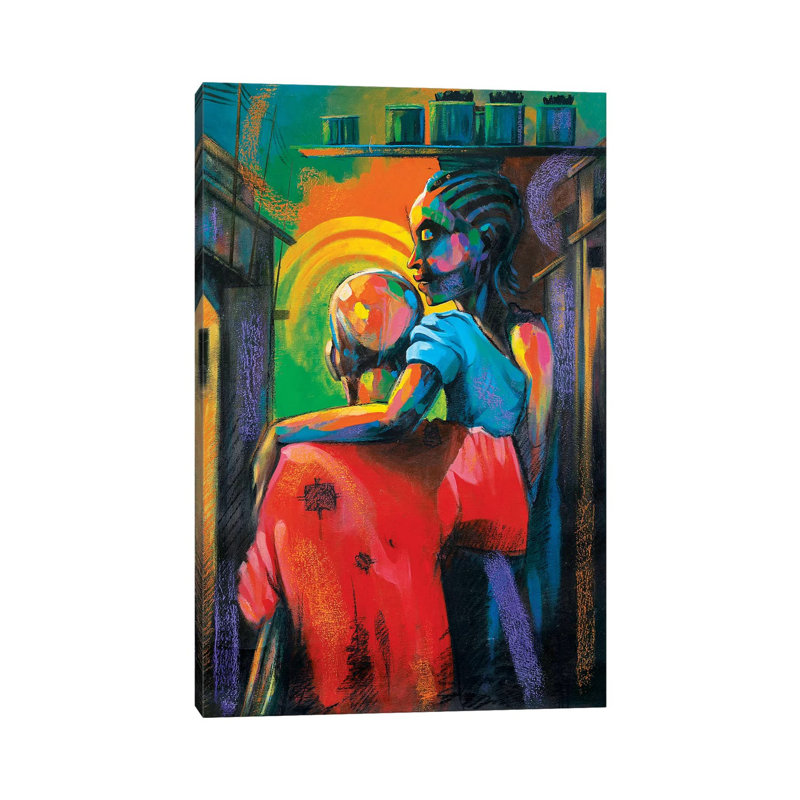 Moments Together by Akintayo Akintobi - Painting on Canvas, 30.48cm H x 20.32cm W x 1.91cm D, Wrapped Canvas