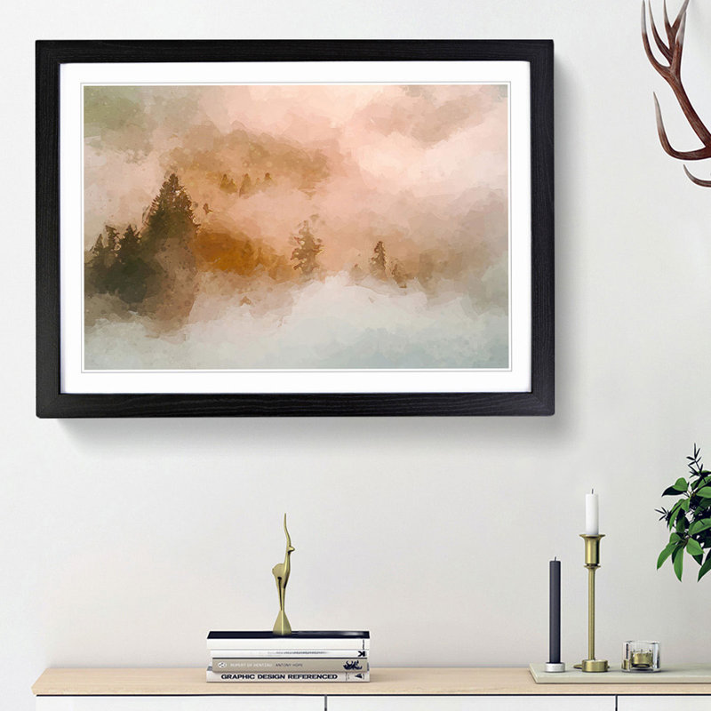 Misty Forest - Picture Frame Graphic Art Print, Black Framed, 62cm H x 87cm W x 2cm D