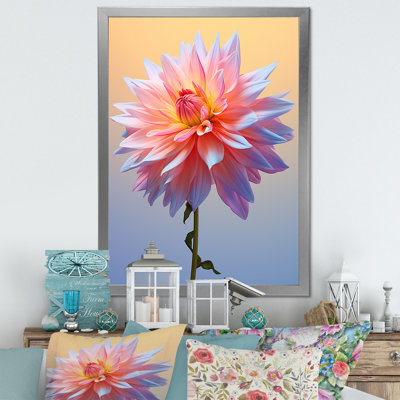 Danse corail et bleu Dahlia I - impression