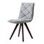 Ensemble de 2 chaises de cuisine de style Mid-Century rembourrées avec pieds en bois massif et coussin en tissu capitonné pour le salon