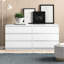 Commode double 6 tiroirs pour le couloir de la chambre à coucher, blanc