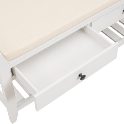 Range-chaussures avec siège rembourré et tiroirs, banc de rangement polyvalent pour entrée (blanc)