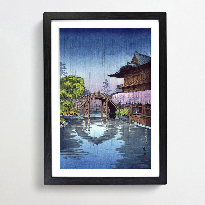 Kameido Shrine by Tsuchiya Koitsu - Framed Print, 36cm H x 27cm W x 2cm D, Black Framed