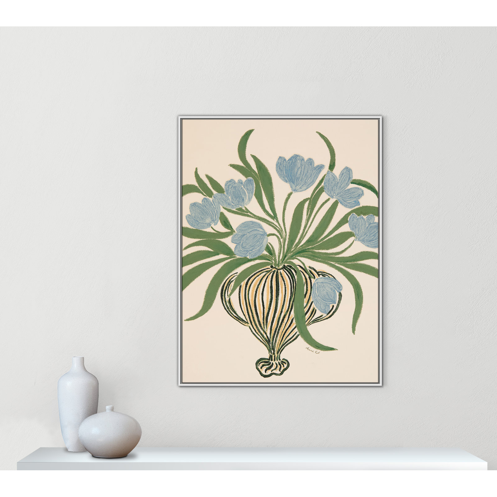 Colette "La Poire Blue Tulips" Print, 49.5" H x 37.5" W, White