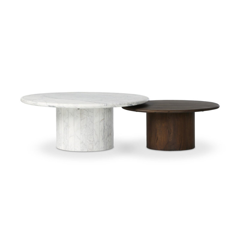 Tables basses Brennan, Blanchi vieilli en Belgique / marbre Calacatta bla