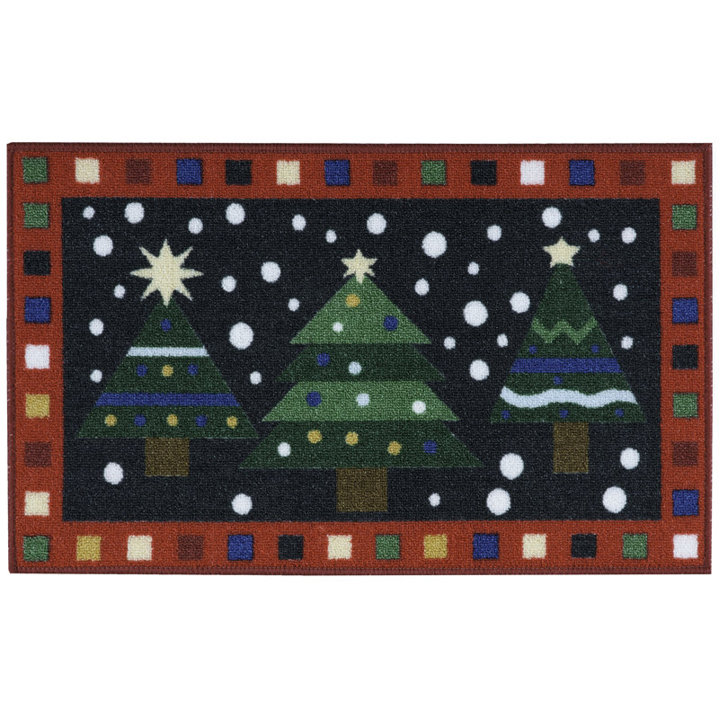 Tapis 3 arbres vert/rouge