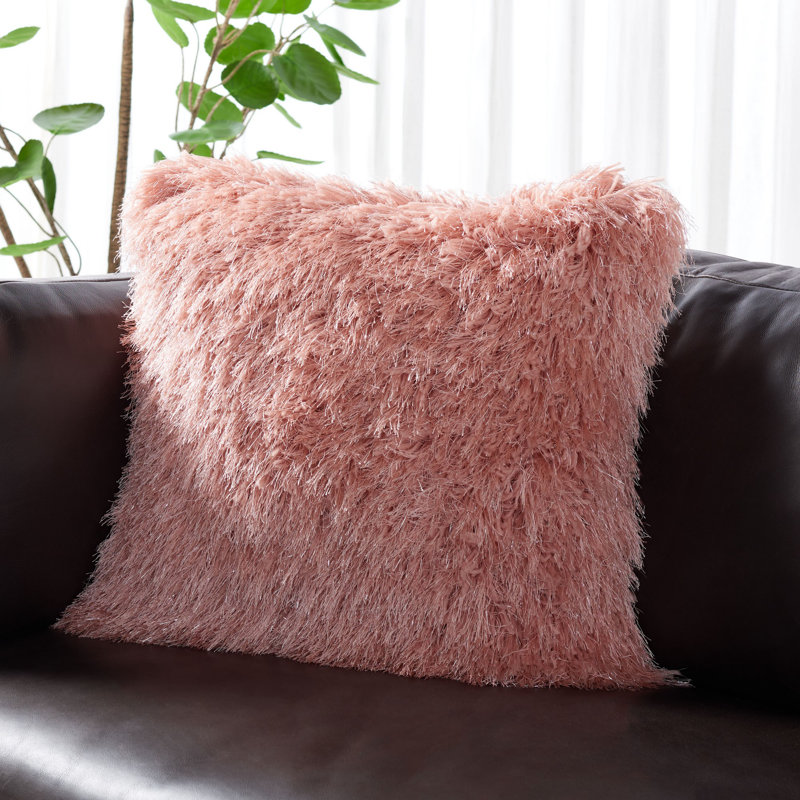  Pillow Cover and Insert, 20" H x 20" W x 2" D, Metallic Rose Cloud