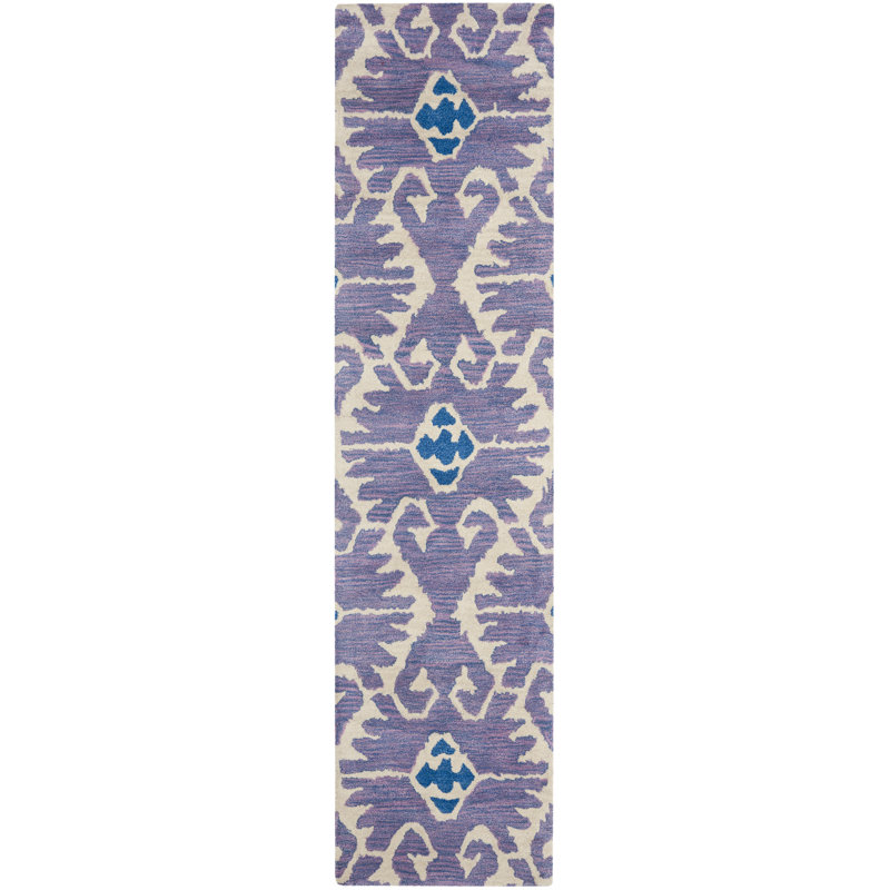 Kouerga bHand Tufted Wool Ikat Rug, Runner 2'3" x 9'