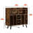 Mid Century Record Player Stand with LED Lights, Charging Station & Vinyl Storage 33.1" H Media Shelves