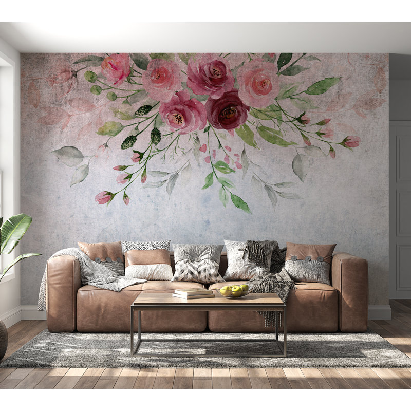 Adhésif mural floral pelez et collez Brayzlee, L 41 po x l 57 po, Rose