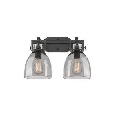 Kyaira - 2 lumières - 17 pouces - Nickel poli - abat-jour fumée clair - éclairage de meuble-lavabo