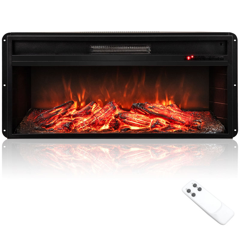 17 Stories 91cm W Black Electric Fireplace