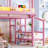 Full Metal Loft Bed with Storage Stairs, Shelves, Built-in Wardrobe, USB Ports and LED Lights, Noise-reduced Design-2082646872-2082646873